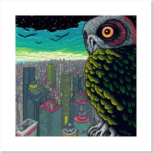 Owl watches over the night city - Awesome Owl #5 Posters and Art